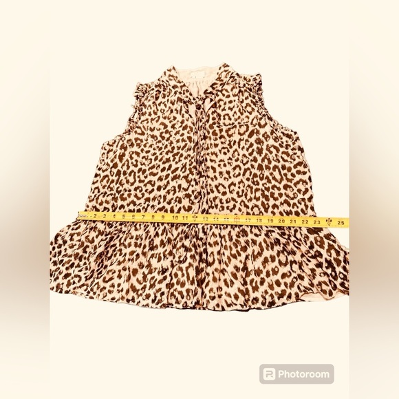 Kate Spade Sleeveless Silk Leopard Print Peplum Blouse Womens Size Large - Picture 7 of 14